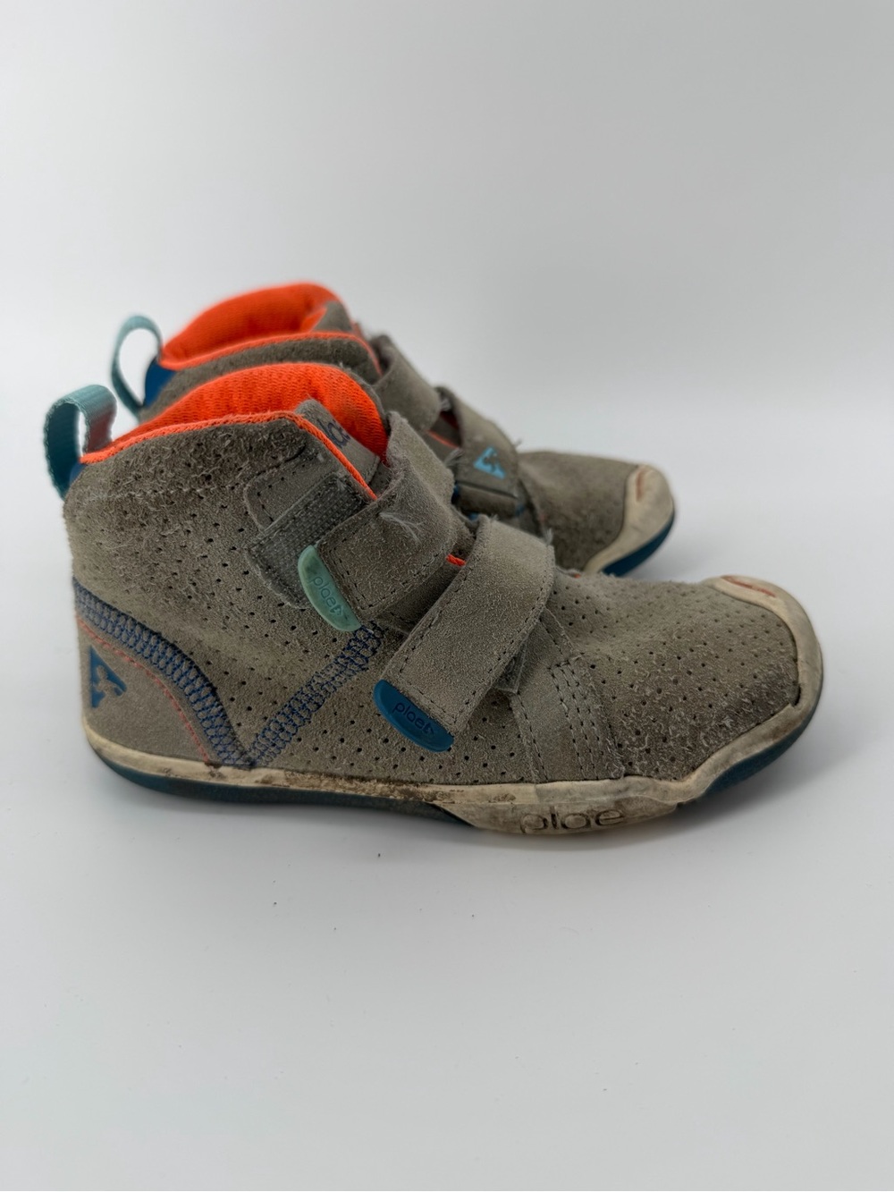 Plae Max High Top Shoes Grey Orange Kids Size 10.5 US 27.5 EU Sneakers